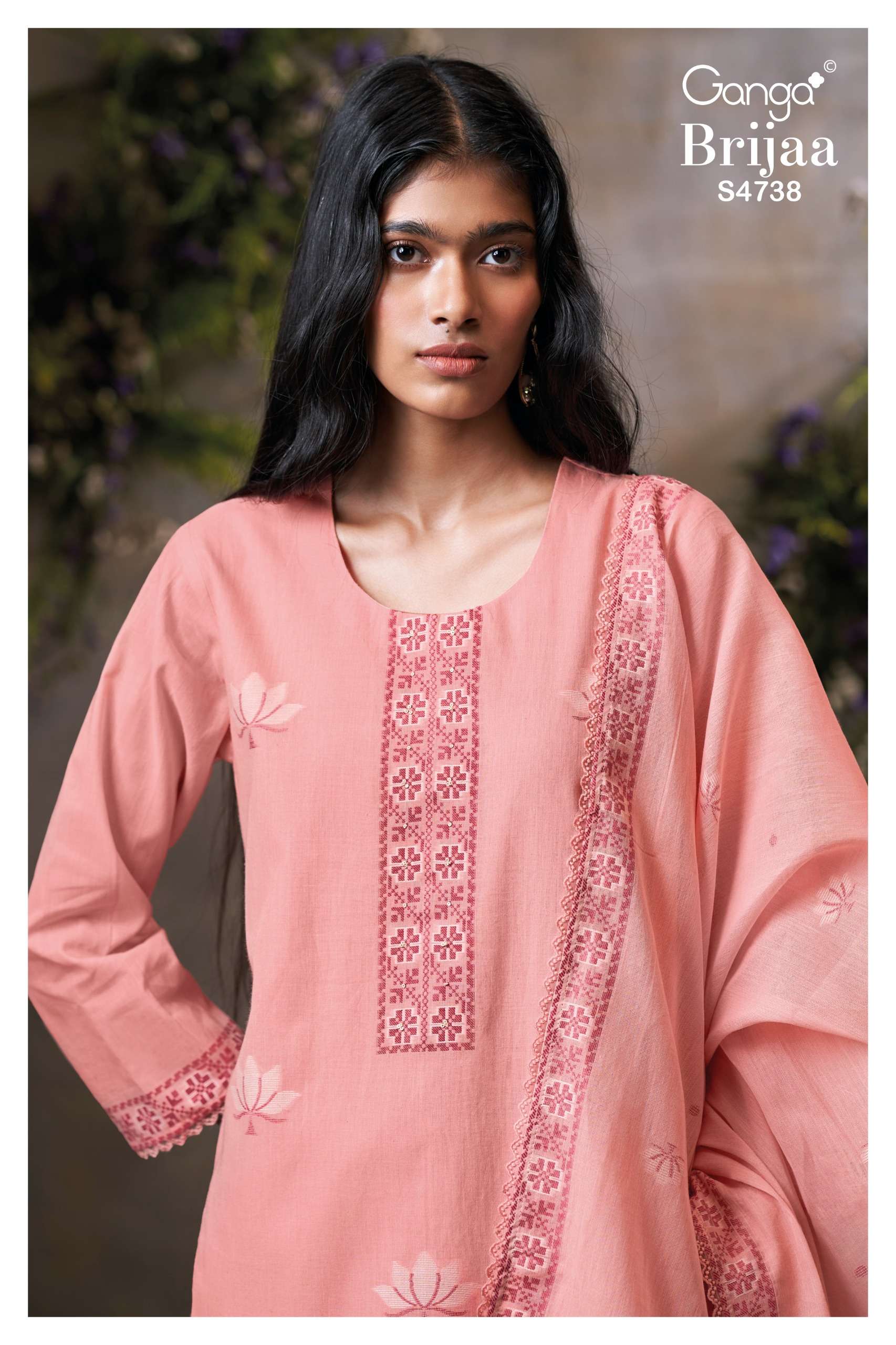 Ganga Fashion Brijaa 4738 Premium Cotton Jacquard Dress Material Wholesale - Amrah Wholesale