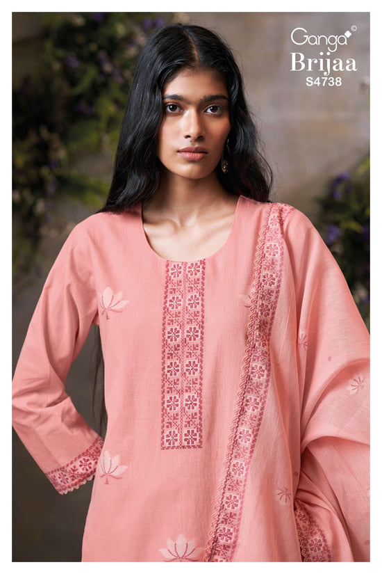Ganga Fashion Brijaa 4738 Premium Cotton Jacquard Dress Material Wholesale - Amrah Wholesale