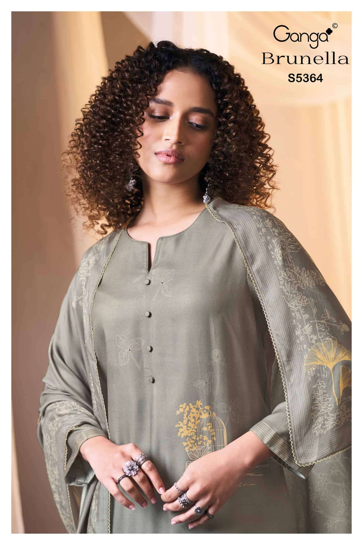 Ganga Fashion Brunella 5364 Pure Wool Pashmina Dress Material