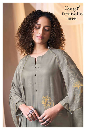 Ganga Fashion Brunella 5364 Pure Wool Pashmina Dress Material