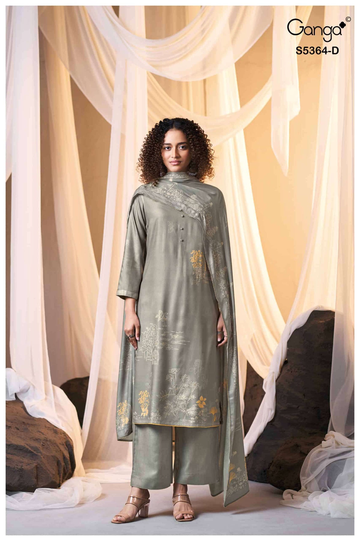 Ganga Fashion Brunella 5364 Pure Wool Pashmina Dress Material