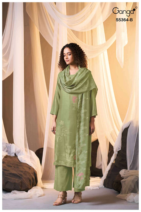 Ganga Fashion Brunella 5364 Pure Wool Pashmina Dress Material
