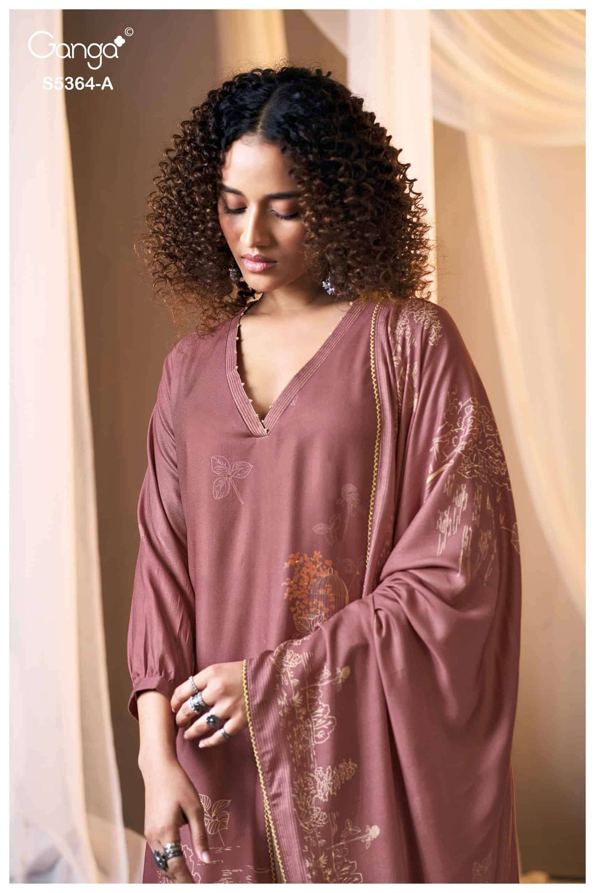Ganga Fashion Brunella 5364 Pure Wool Pashmina Dress Material