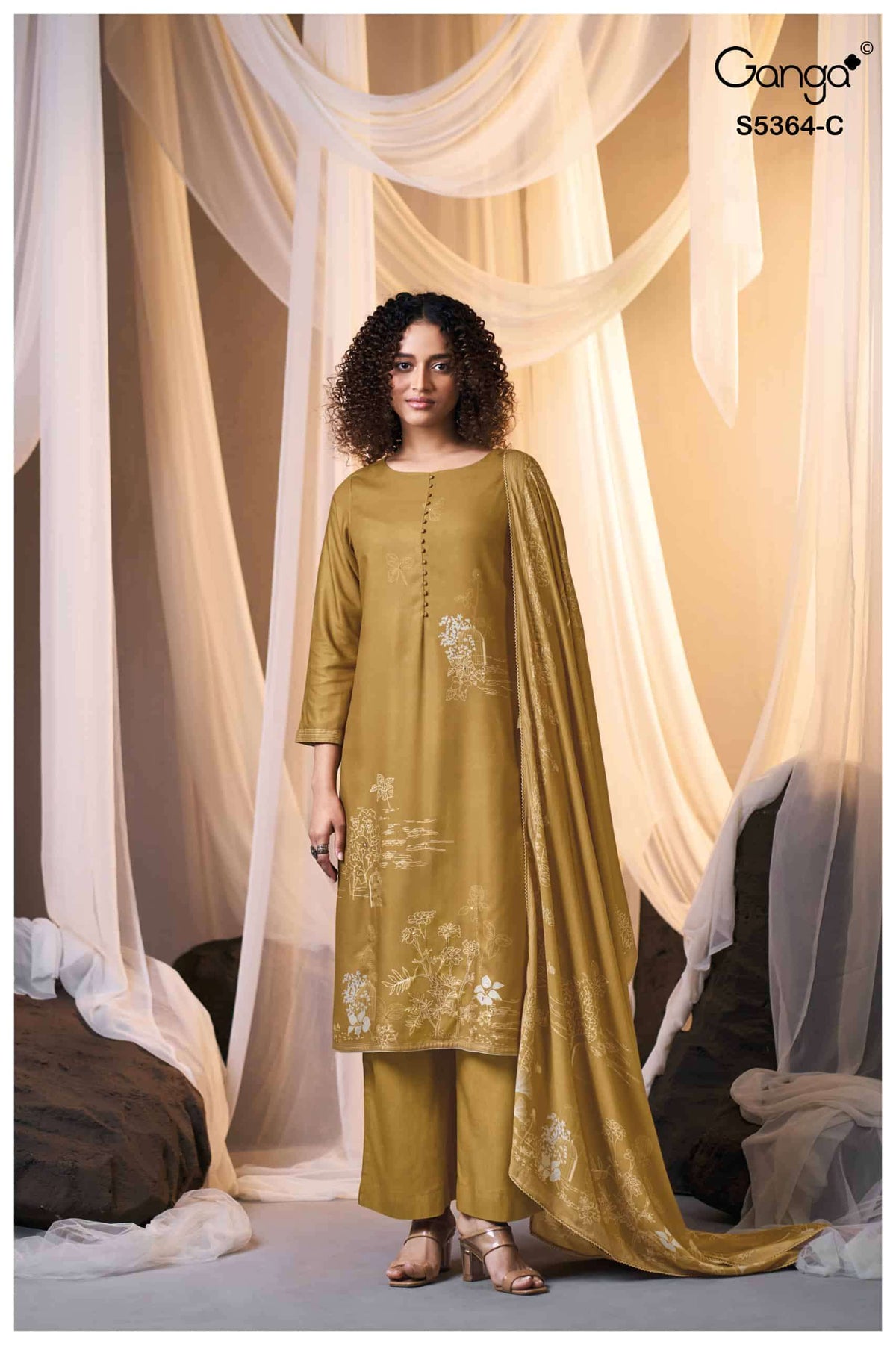Ganga Fashion Brunella 5364 Pure Wool Pashmina Dress Material