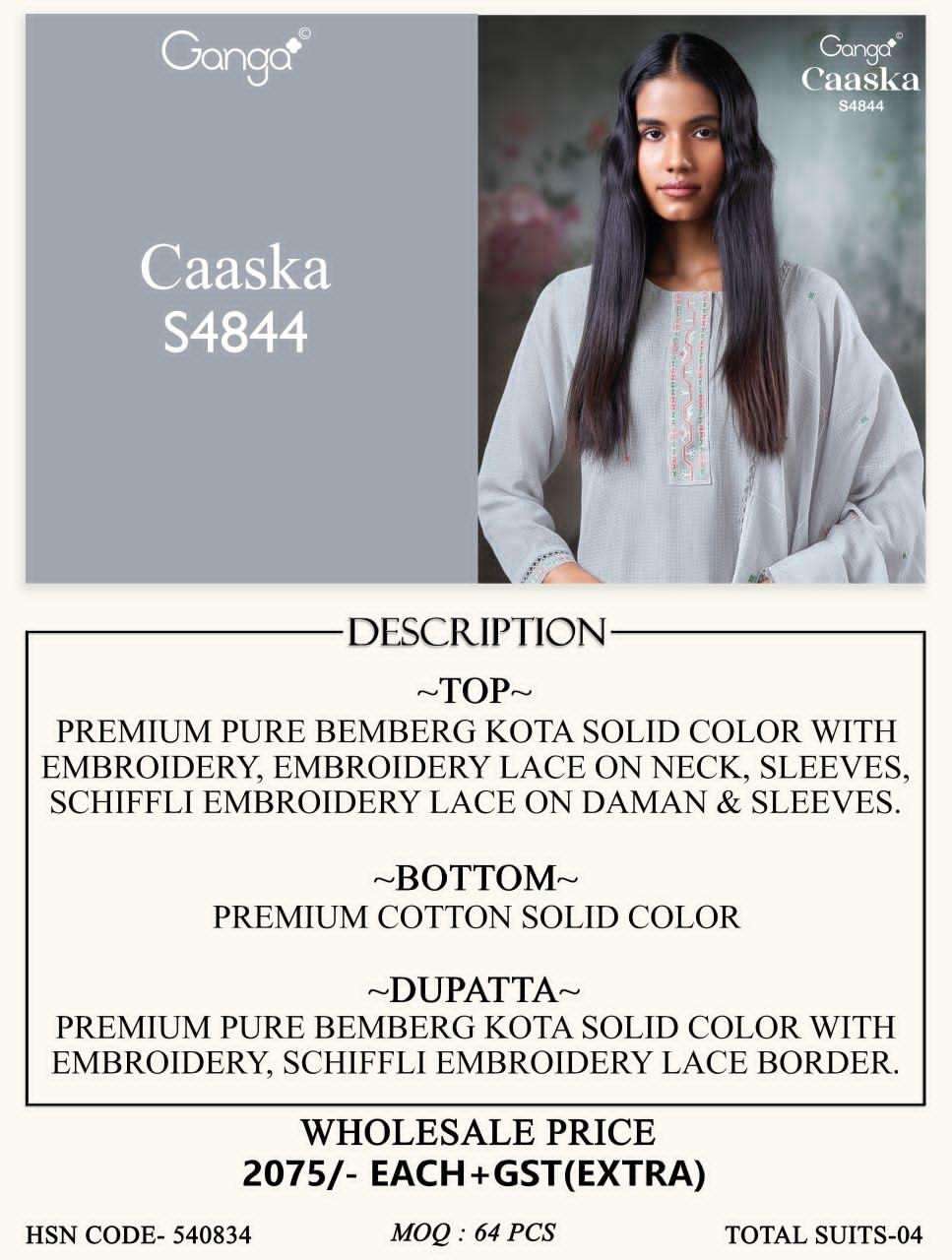 Ganga Fashion Caaska 4844 Bemberg Kota Dress Material