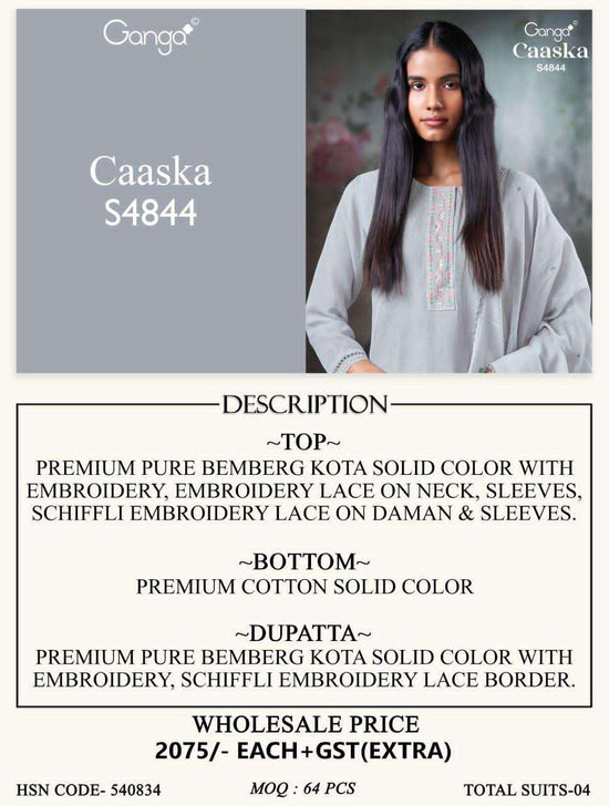 Ganga Fashion Caaska 4844 Bemberg Kota Dress Material
