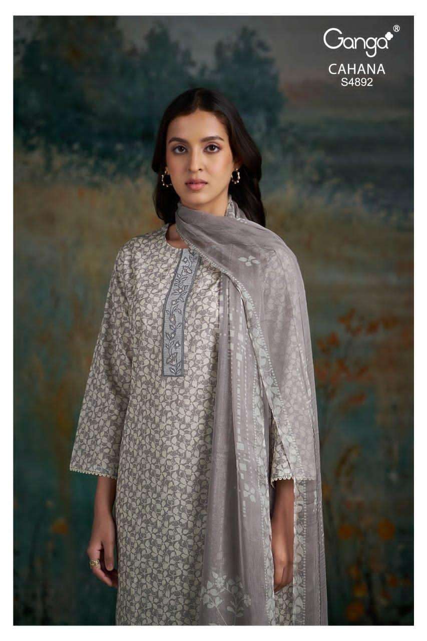 Ganga Fashion Cahana 4892 Premium Cotton Embroidered Dress Material