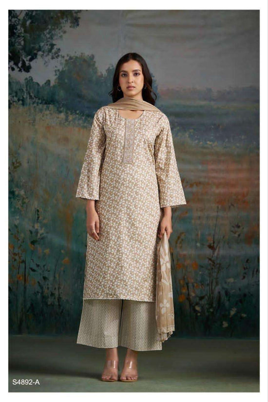 Ganga Fashion Cahana 4892 Premium Cotton Embroidered Dress Material