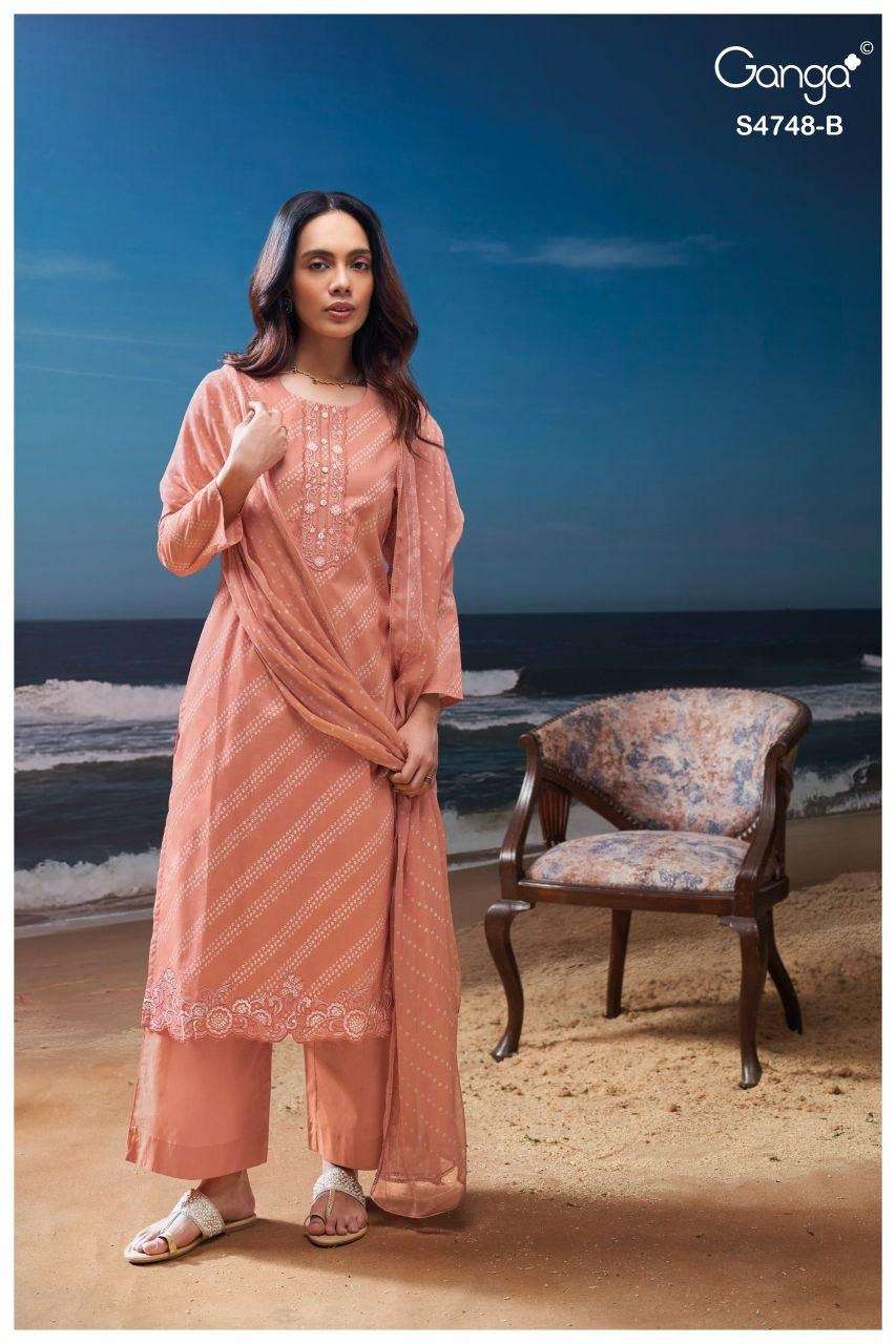Ganga Fashion Cairael 4748 Premium Cotton Dress Material - Amrah Wholesale