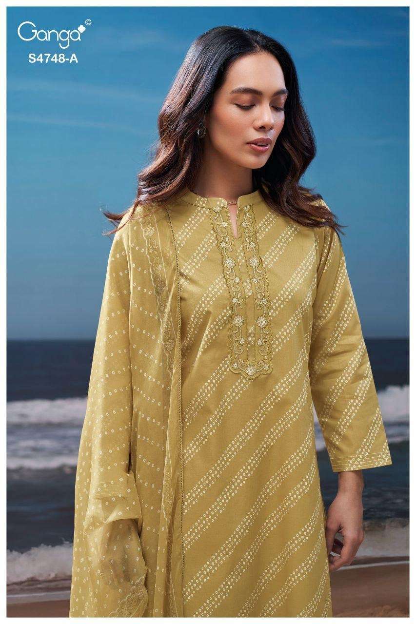 Ganga Fashion Cairael 4748 Premium Cotton Dress Material - Amrah Wholesale