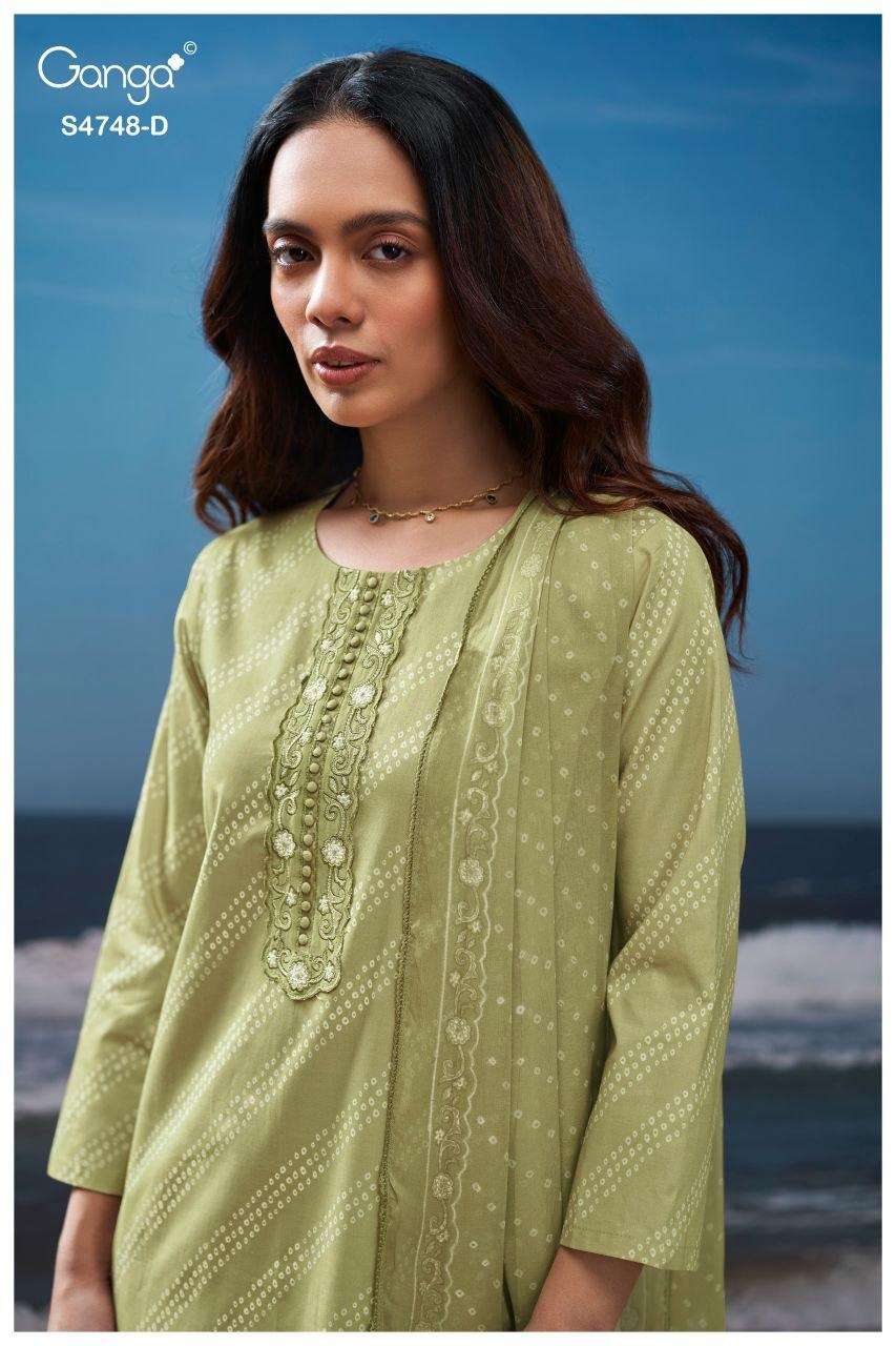 Ganga Fashion Cairael 4748 Premium Cotton Dress Material - Amrah Wholesale