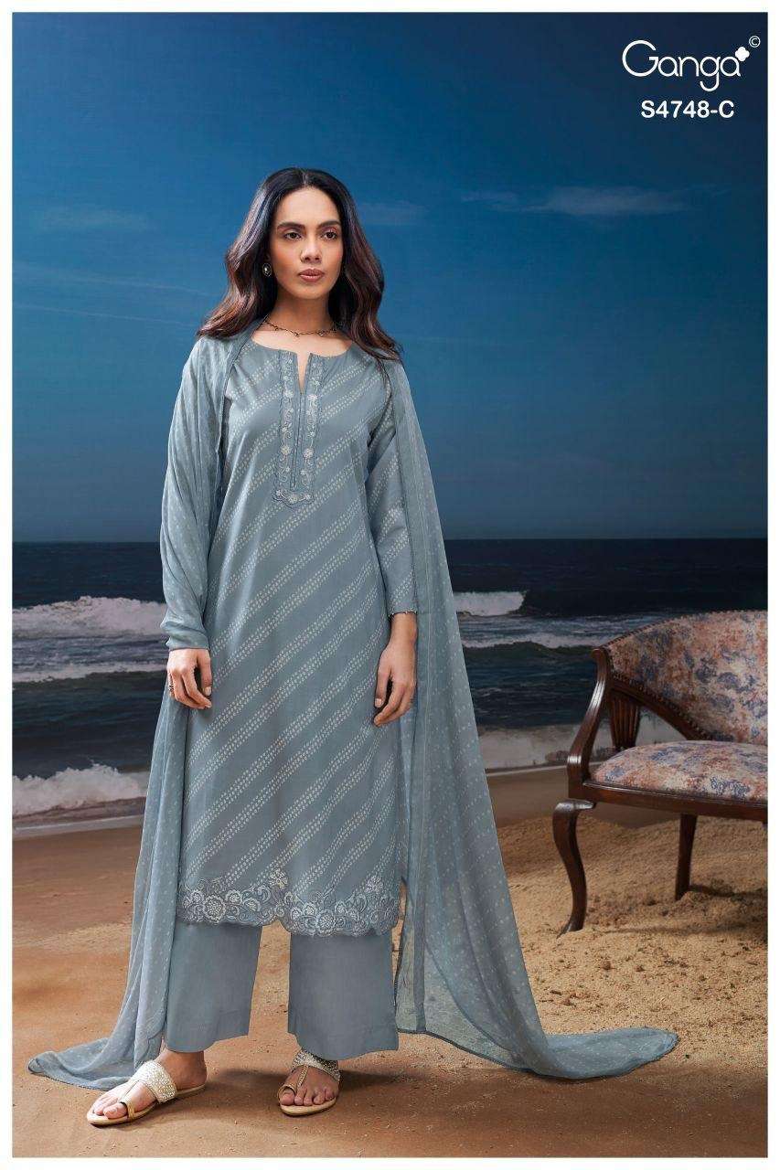 Ganga Fashion Cairael 4748 Premium Cotton Dress Material - Amrah Wholesale