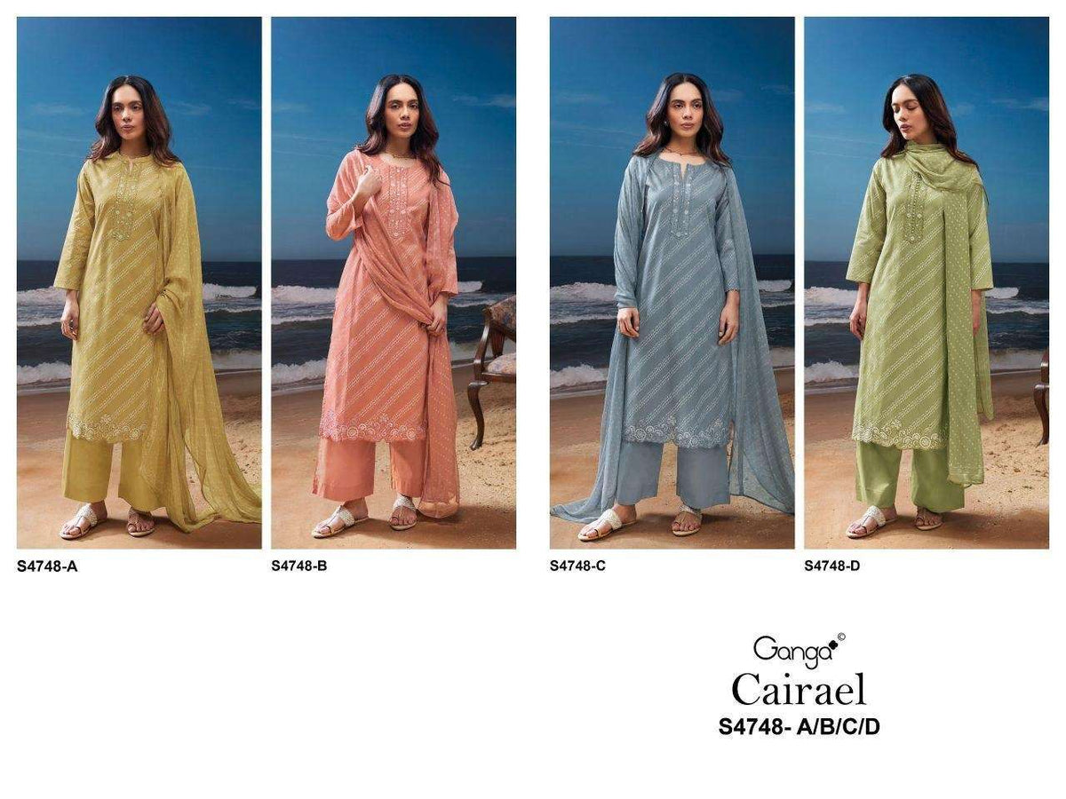 Ganga Fashion Cairael 4748 Premium Cotton Dress Material - Amrah Wholesale
