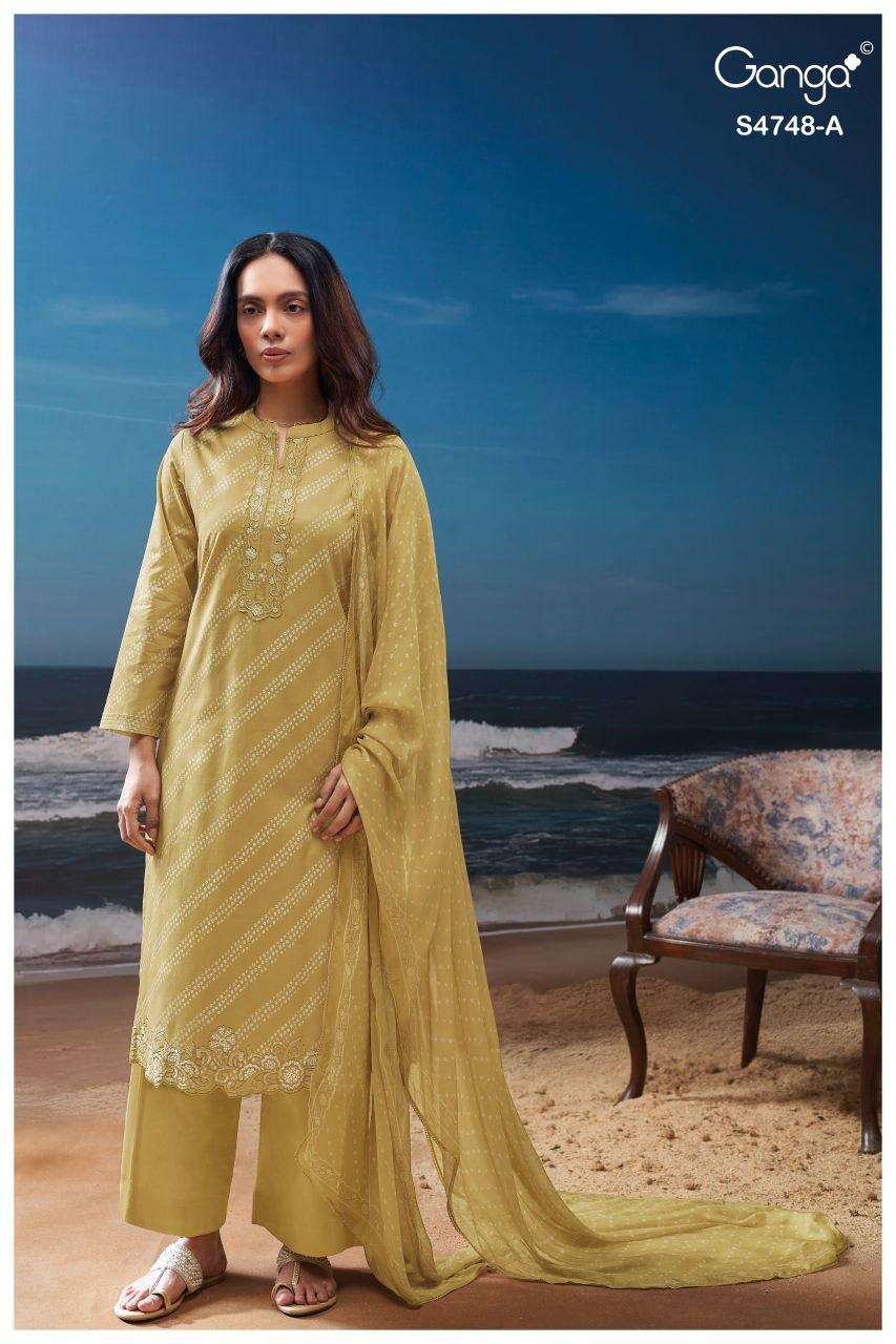 Ganga Fashion Cairael 4748 Premium Cotton Dress Material - Amrah Wholesale