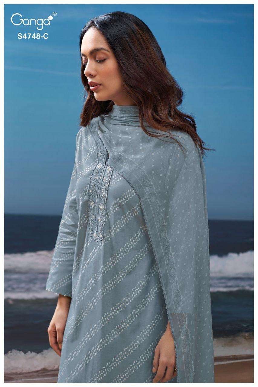 Ganga Fashion Cairael 4748 Premium Cotton Dress Material - Amrah Wholesale