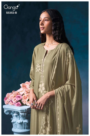 Ganga Fashion Cavelia 5352 Pure Wool Pashmina Winter Dress Material