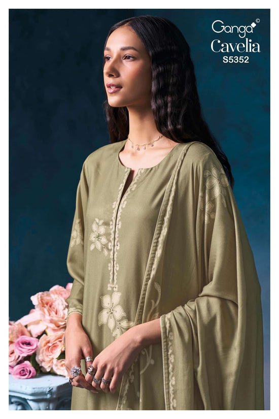 Ganga Fashion Cavelia 5352 Pure Wool Pashmina Winter Dress Material