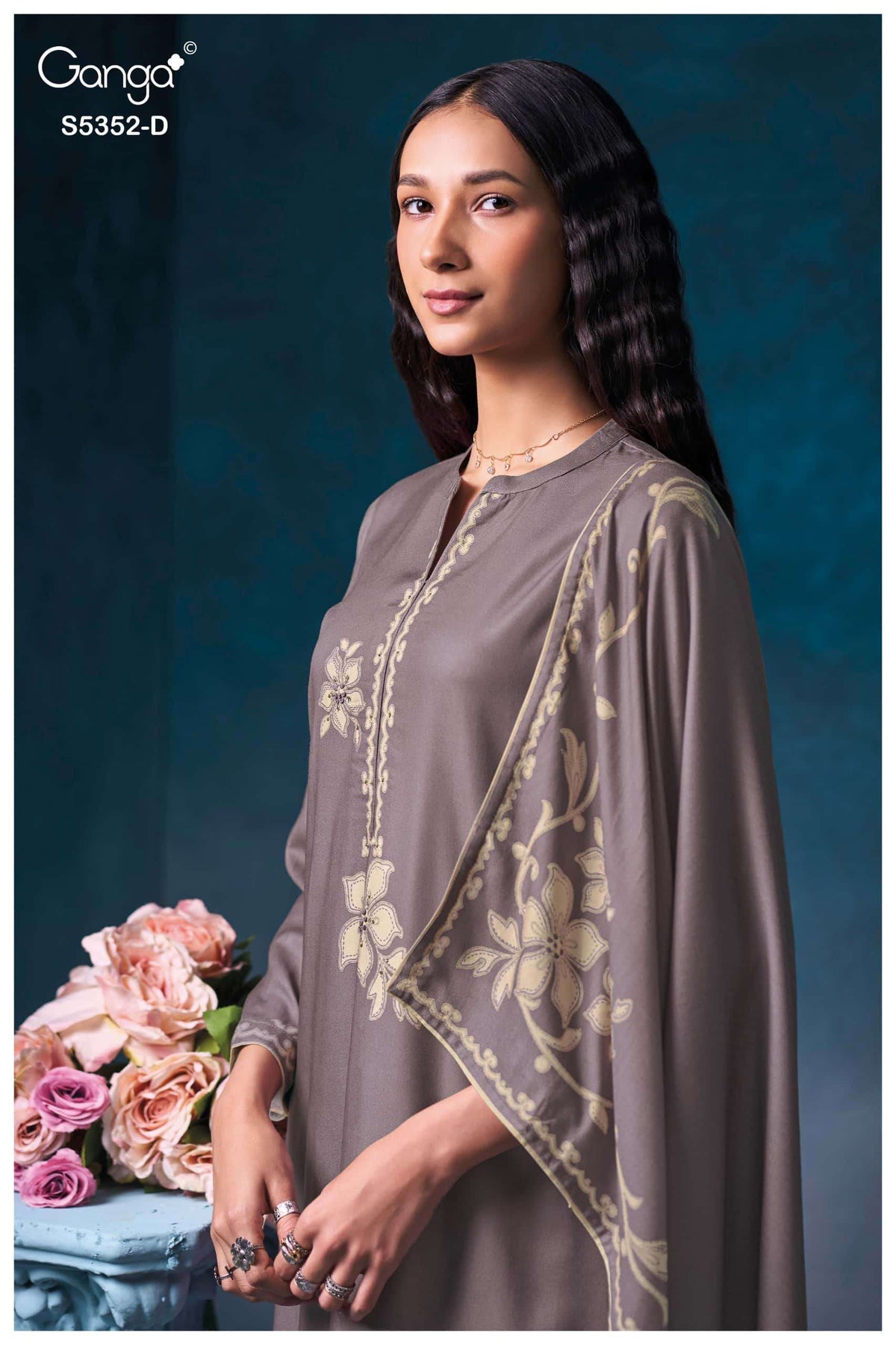 Ganga Fashion Cavelia 5352 Pure Wool Pashmina Winter Dress Material