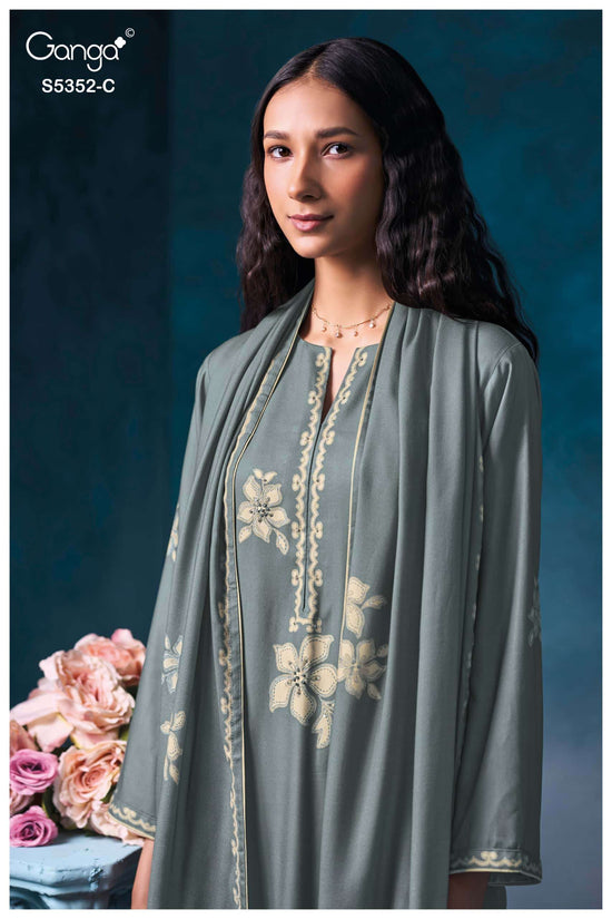 Ganga Fashion Cavelia 5352 Pure Wool Pashmina Winter Dress Material