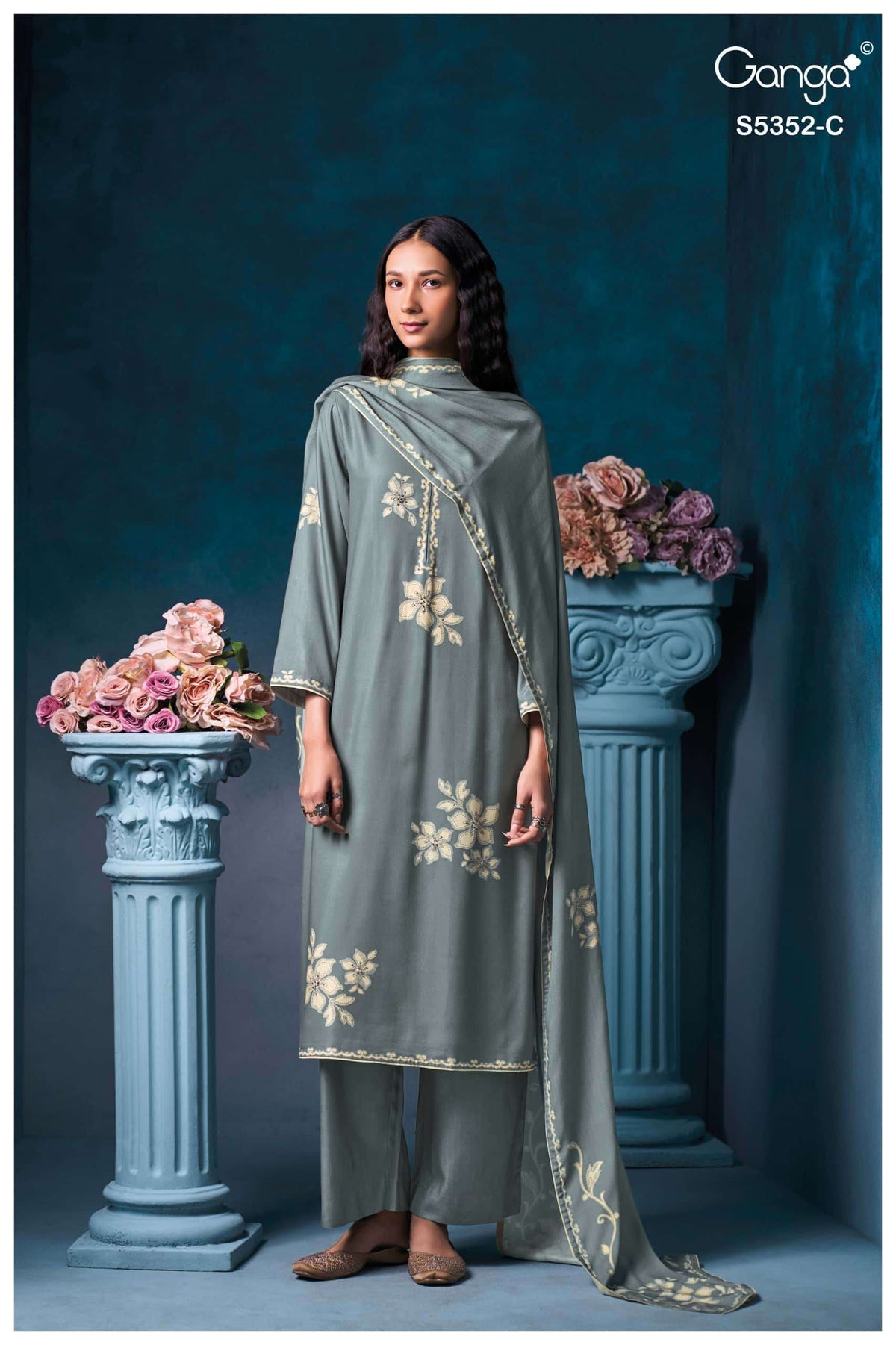 Ganga Fashion Cavelia 5352 Pure Wool Pashmina Winter Dress Material