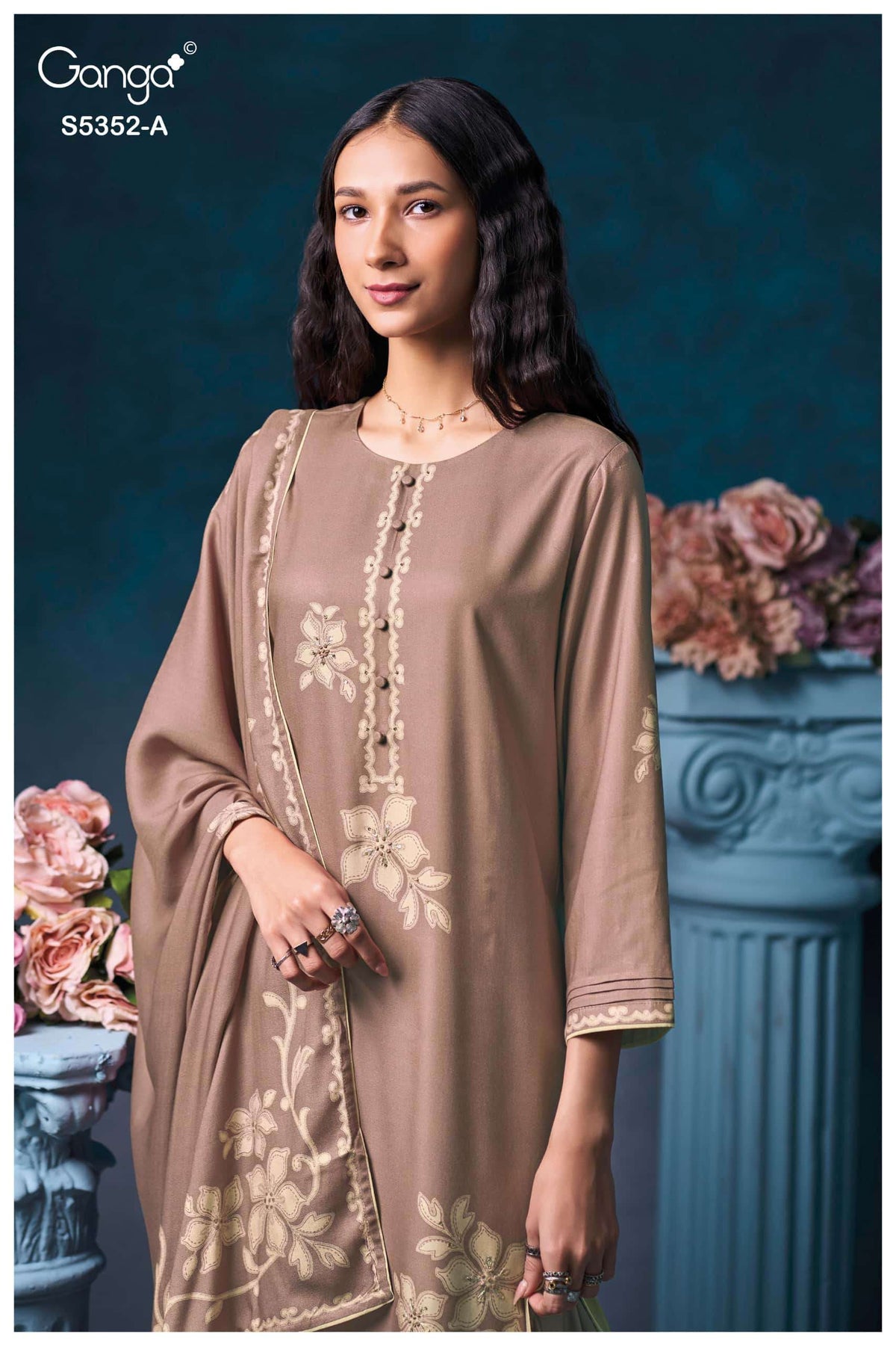 Ganga Fashion Cavelia 5352 Pure Wool Pashmina Winter Dress Material
