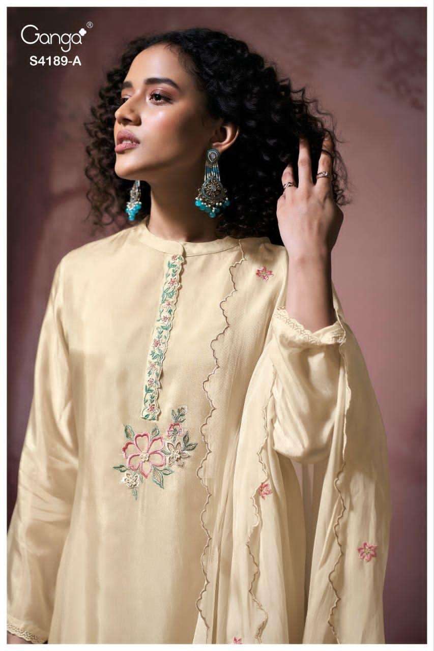 Ganga Fashion Caysa 4189 Pure Bemberg Silk Satin Dress Material - Amrah Wholesale
