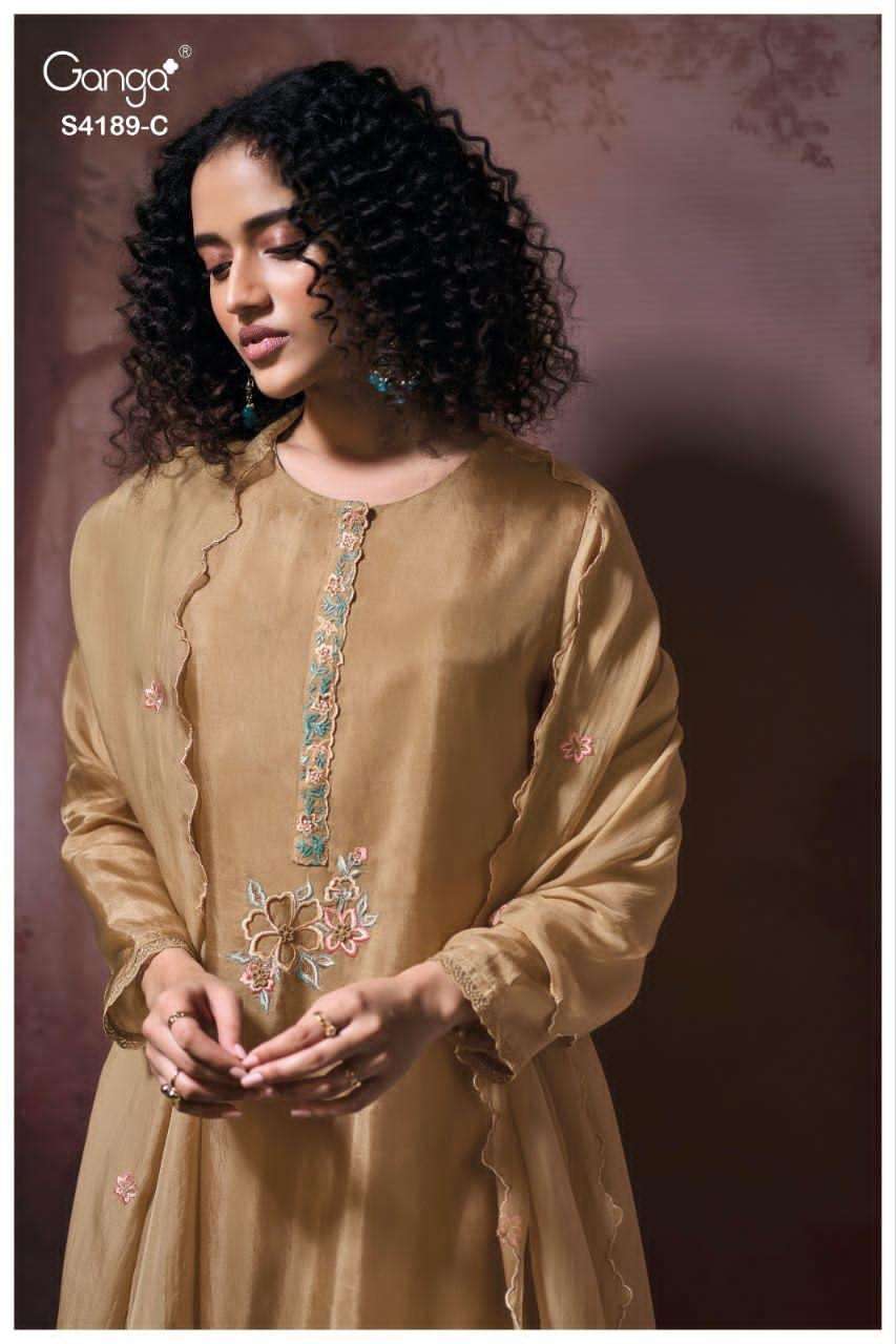 Ganga Fashion Caysa 4189 Pure Bemberg Silk Satin Dress Material - Amrah Wholesale