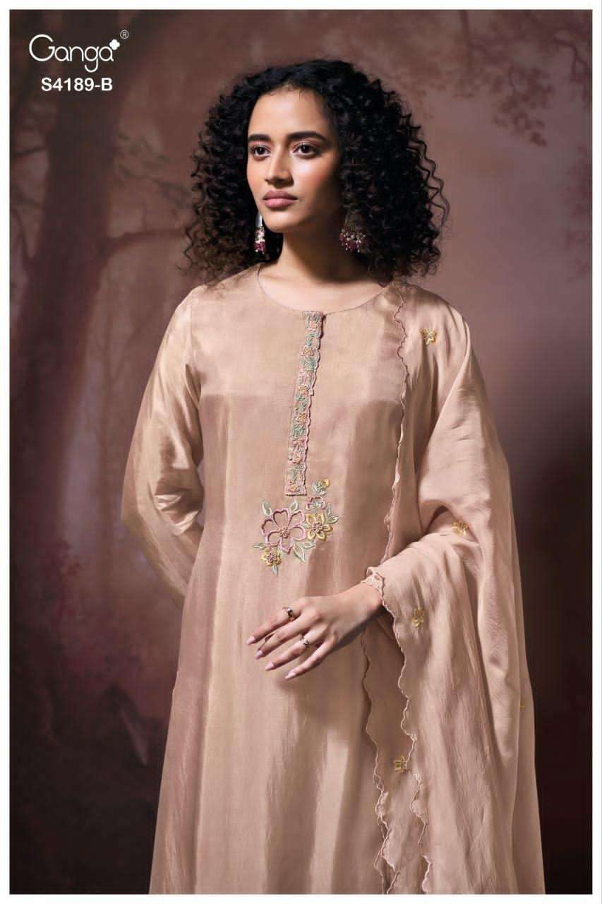 Ganga Fashion Caysa 4189 Pure Bemberg Silk Satin Dress Material - Amrah Wholesale