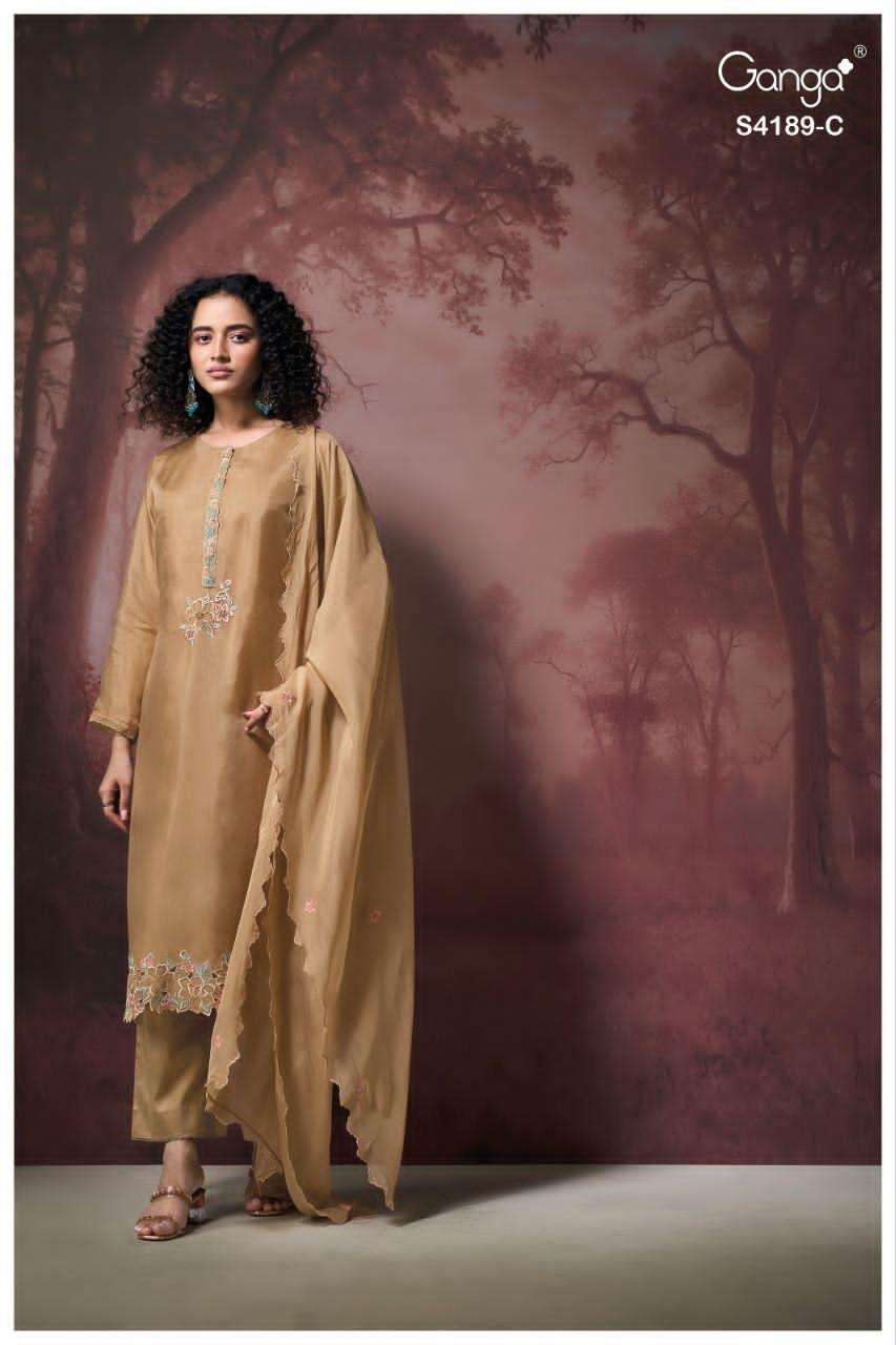 Ganga Fashion Caysa 4189 Pure Bemberg Silk Satin Dress Material - Amrah Wholesale