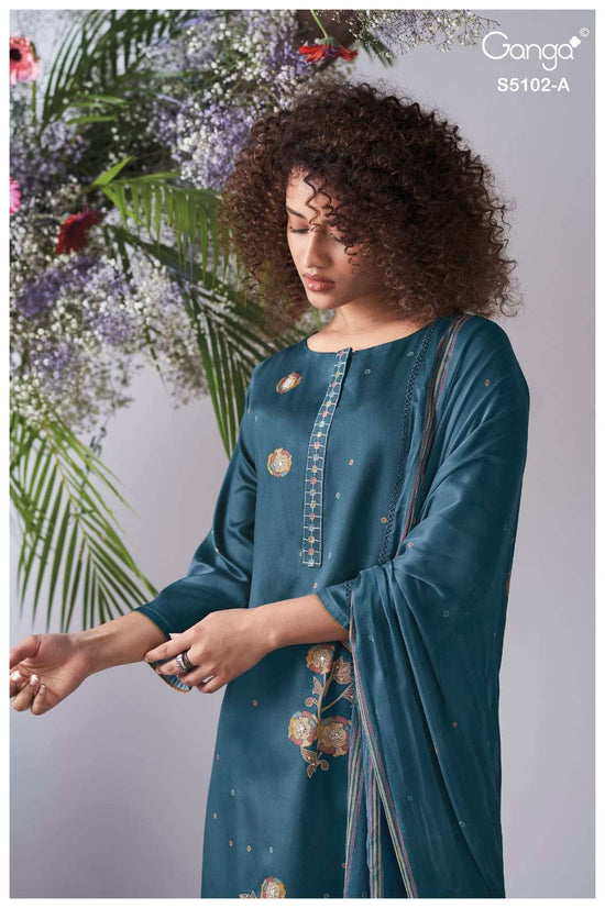 Ganga Fashion Cazira 5102 Premium Cotton Satin Dress Material