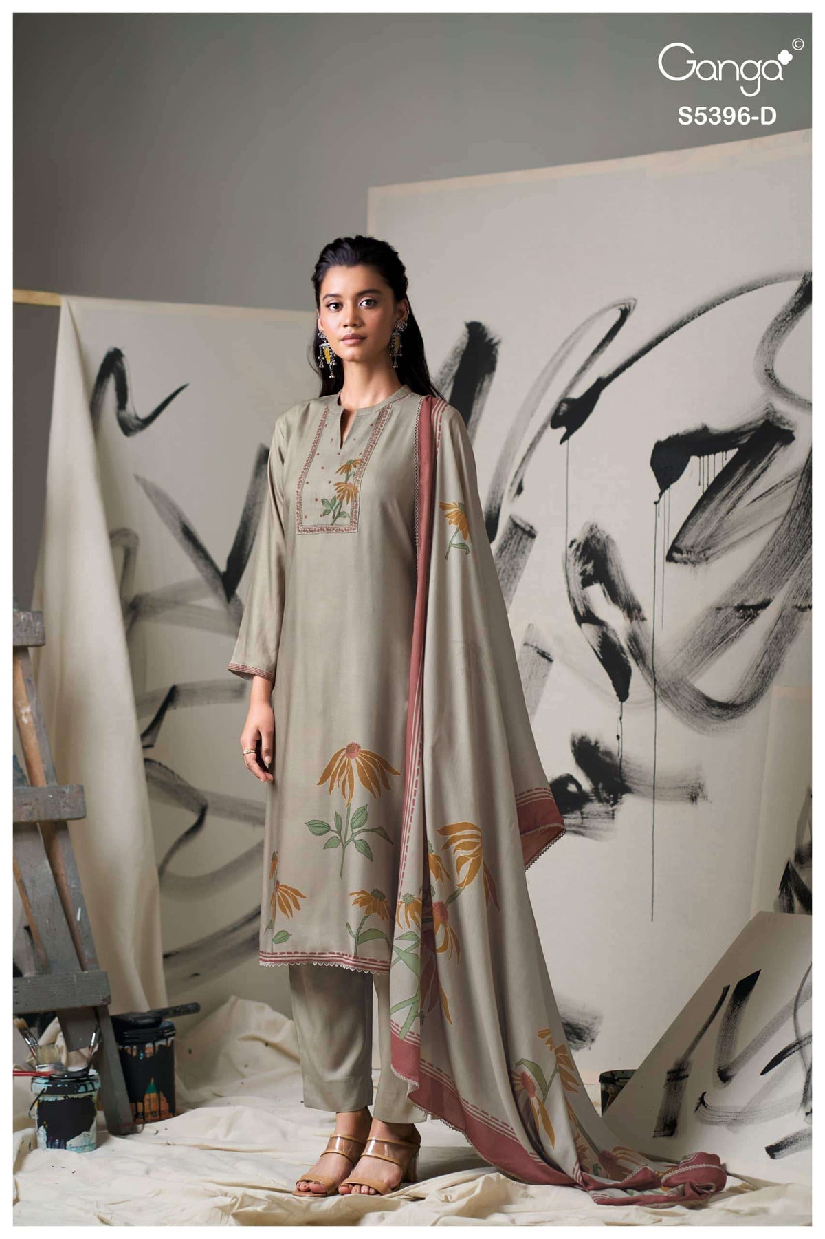 Ganga Fashion Celena 5396 Pure Wool Pashmina Dress Material