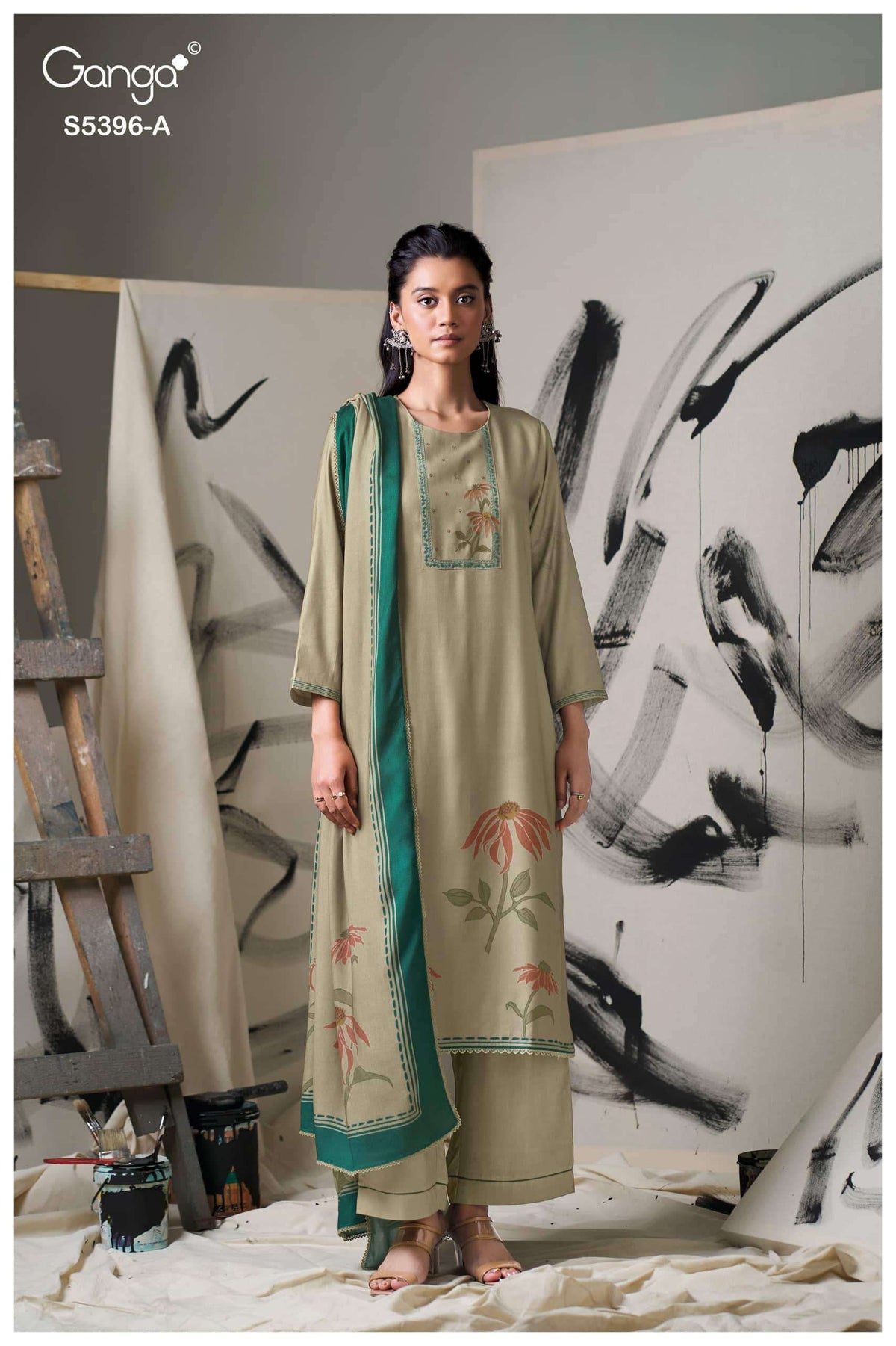 Ganga Fashion Celena 5396 Pure Wool Pashmina Dress Material
