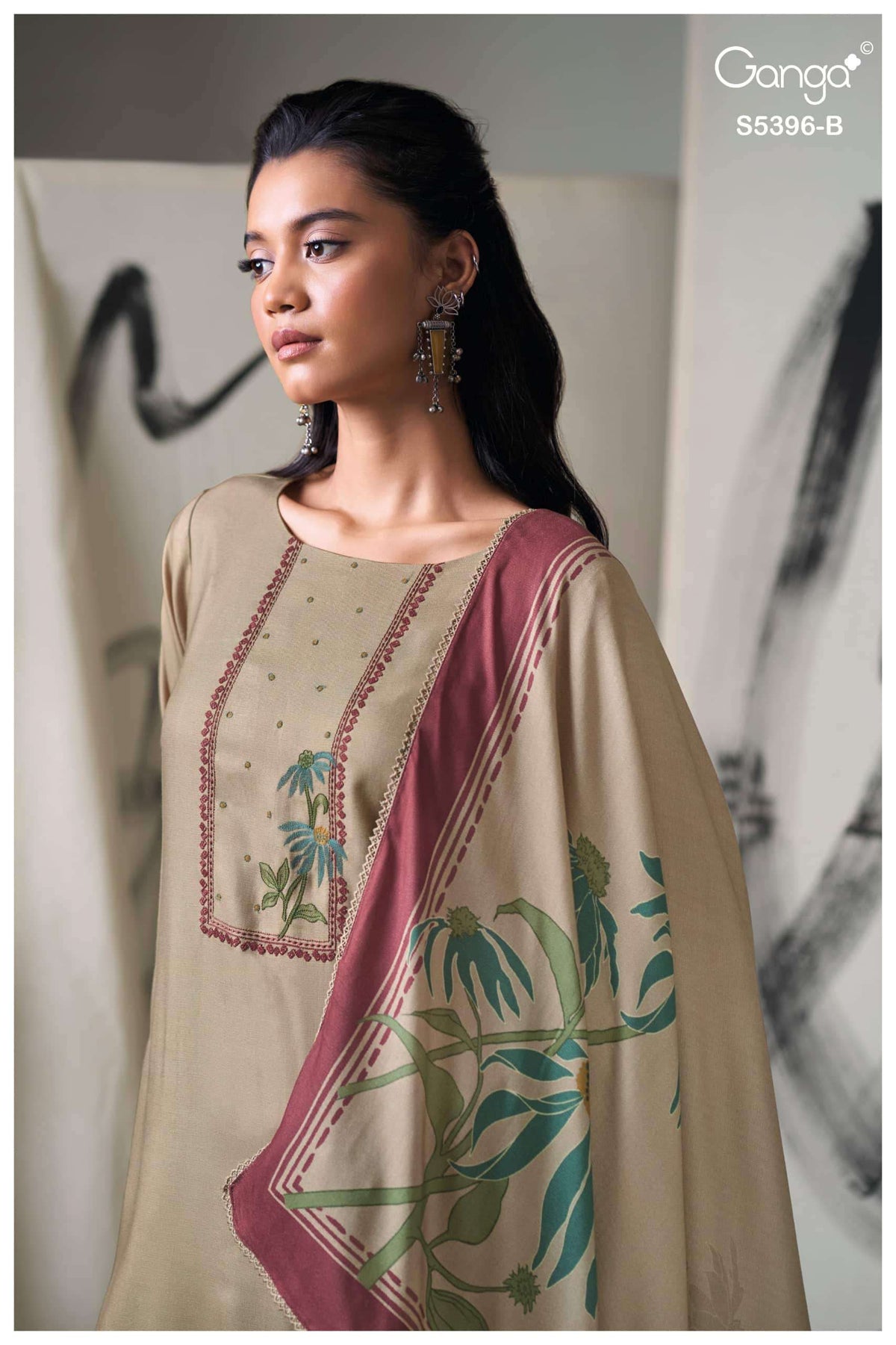 Ganga Fashion Celena 5396 Pure Wool Pashmina Dress Material