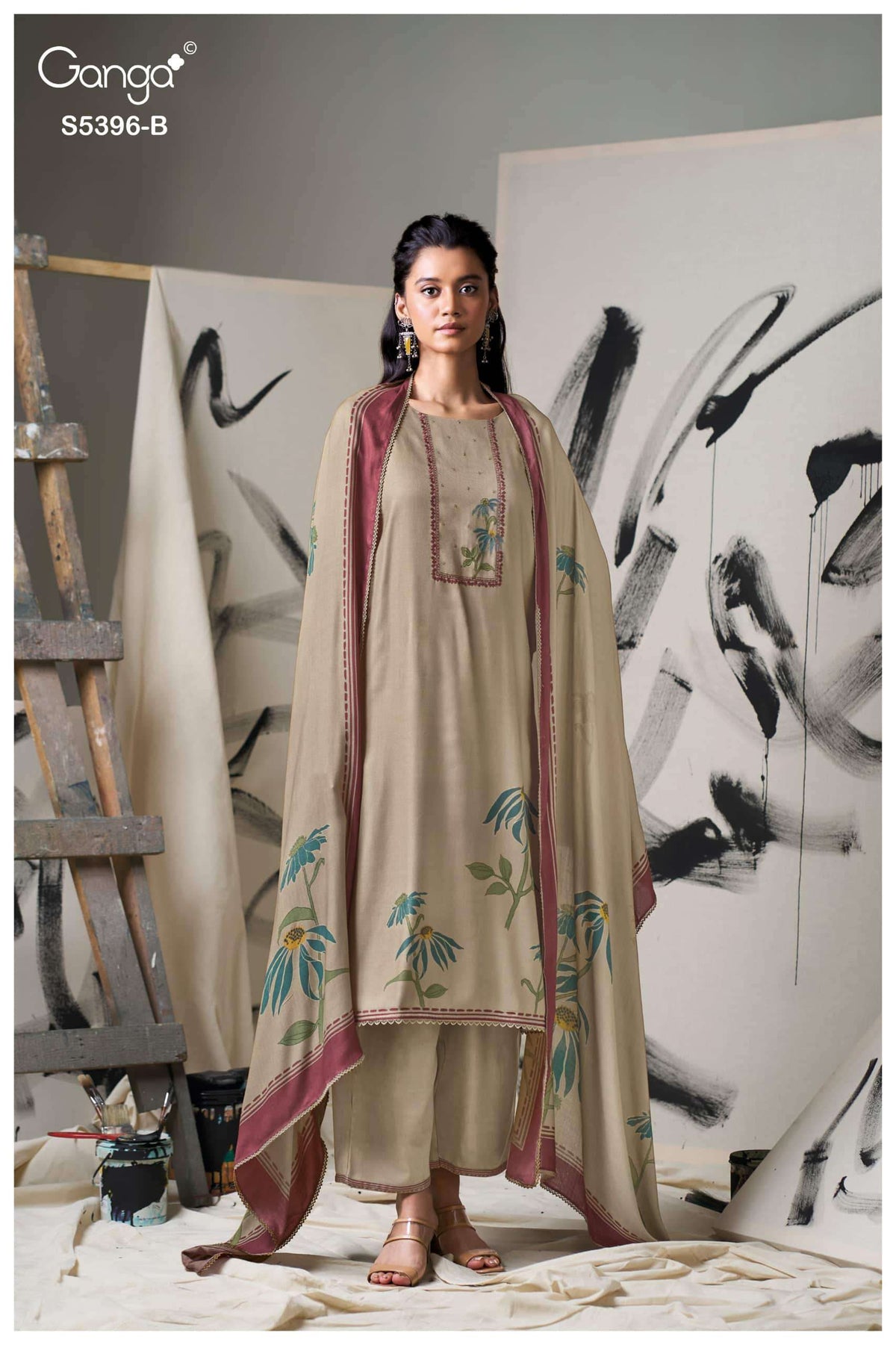 Ganga Fashion Celena 5396 Pure Wool Pashmina Dress Material