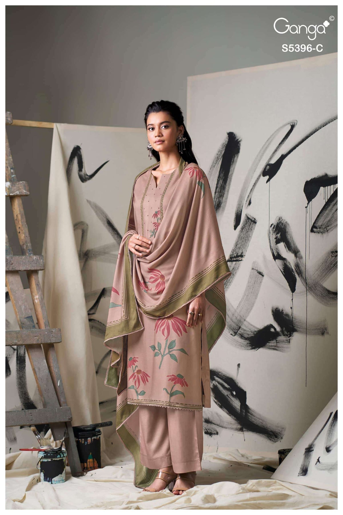Ganga Fashion Celena 5396 Pure Wool Pashmina Dress Material