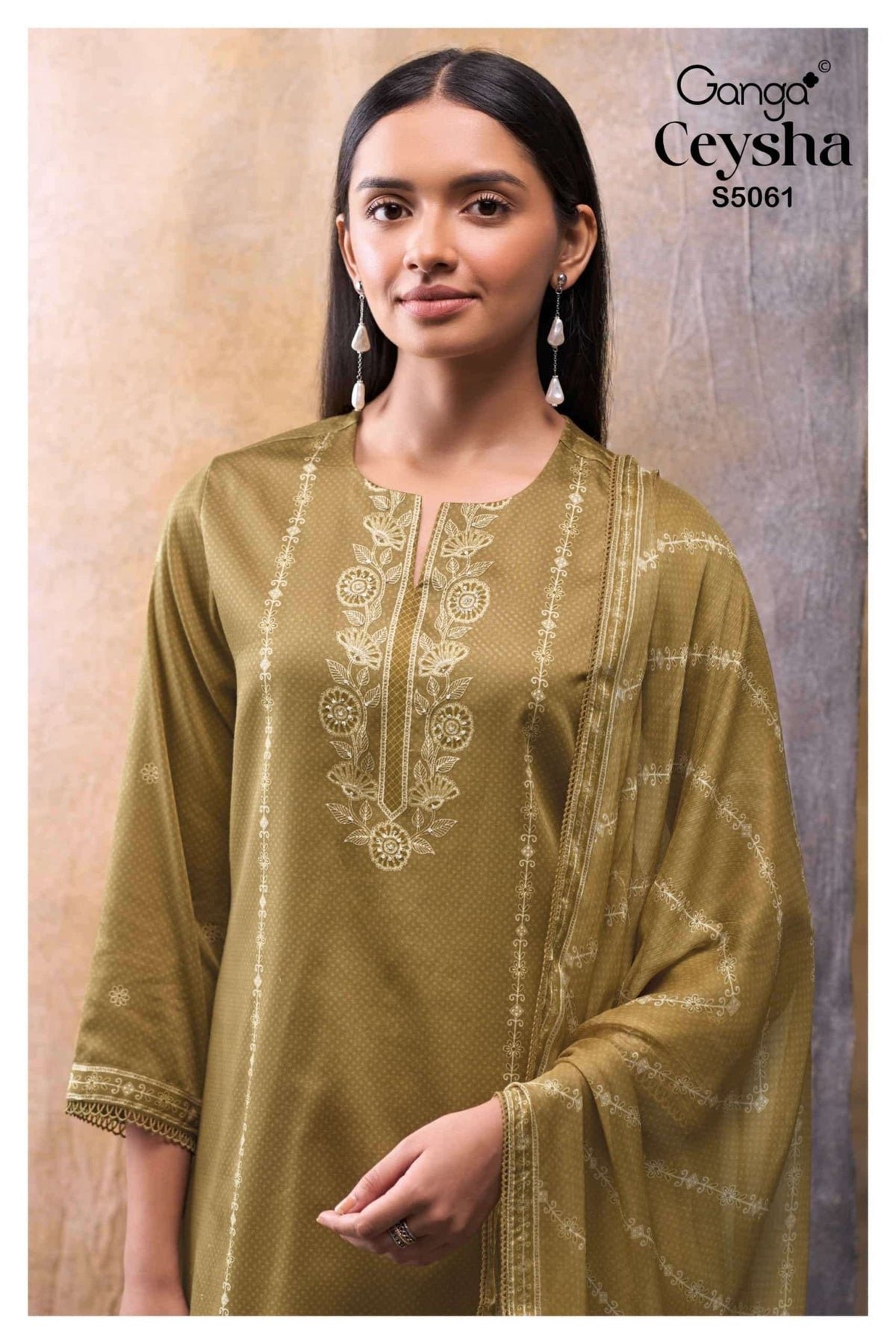 Ganga Fashion Ceysha 5061 Premium Cotton Satin Dress Material - Amrah Wholesale