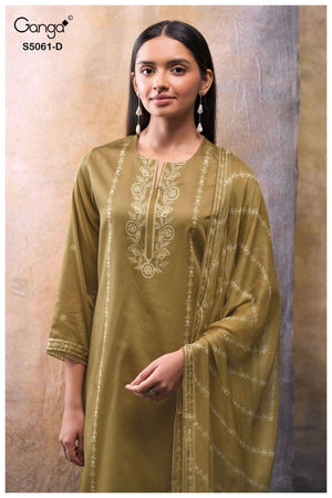 Ganga Fashion Ceysha 5061 Premium Cotton Satin Dress Material - Amrah Wholesale