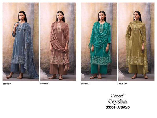 Ganga Fashion Ceysha 5061 Premium Cotton Satin Dress Material - Amrah Wholesale