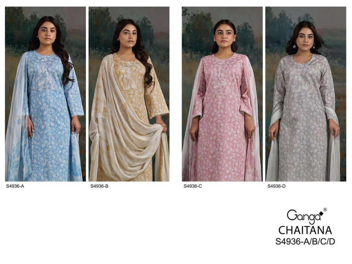 Ganga Fashion Chaitana 4936 Printed Cotton Dress Material - Amrah Wholesale