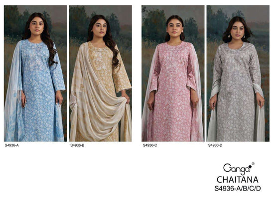 Ganga Fashion Chaitana 4936 Printed Cotton Dress Material - Amrah Wholesale