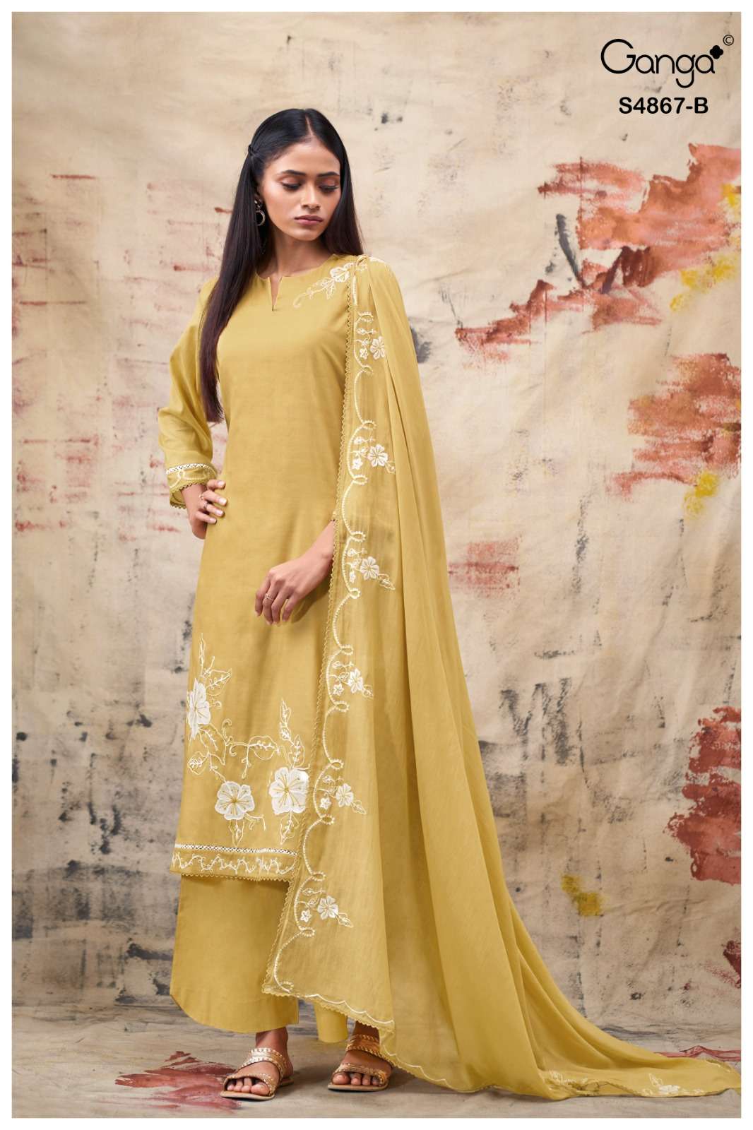 Ganga Fashion Charika 4867 Premium Bemberg Mul Dress Material - Amrah Wholesale
