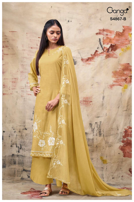 Ganga Fashion Charika 4867 Premium Bemberg Mul Dress Material - Amrah Wholesale