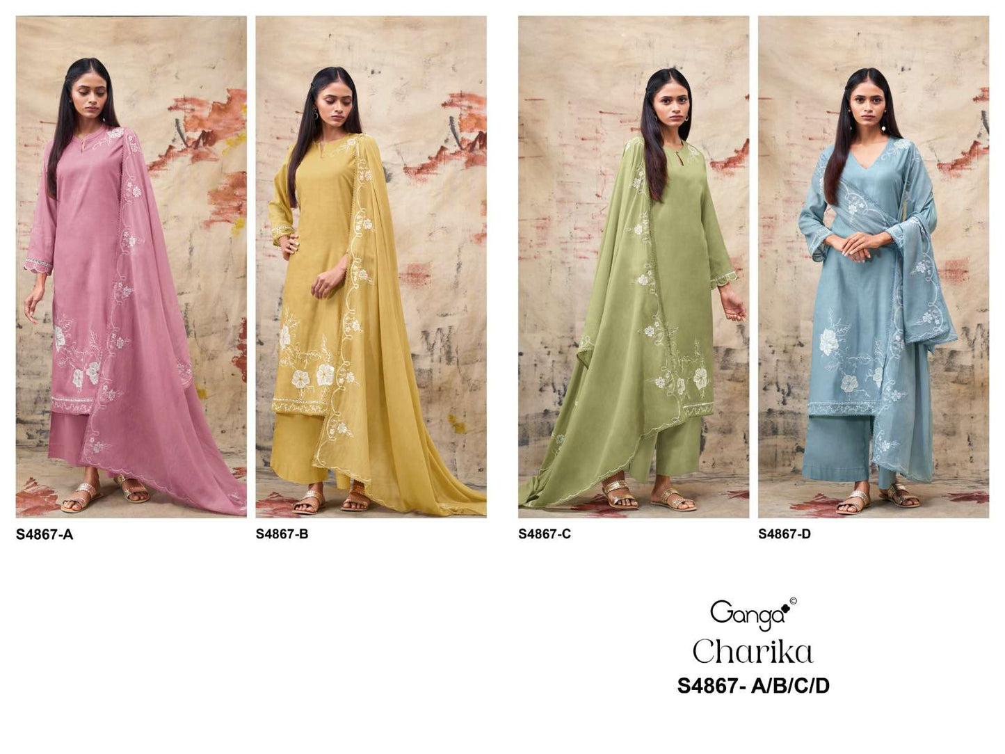 Ganga Fashion Charika 4867 Premium Bemberg Mul Dress Material - Amrah Wholesale
