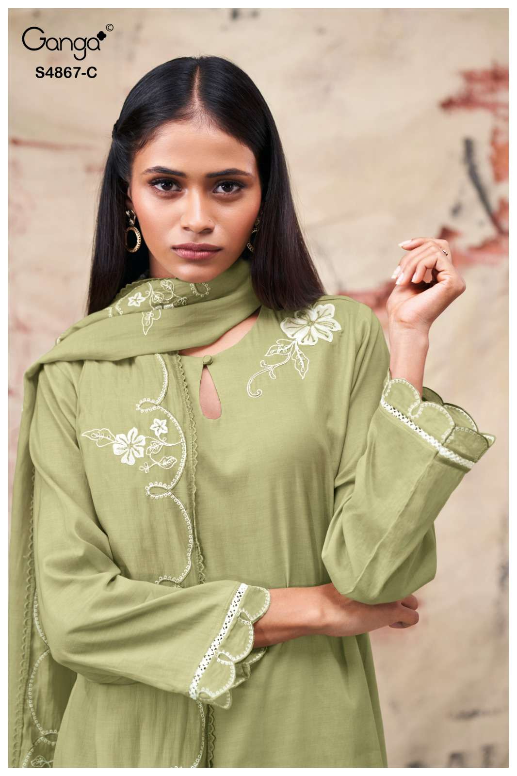 Ganga Fashion Charika 4867 Premium Bemberg Mul Dress Material - Amrah Wholesale