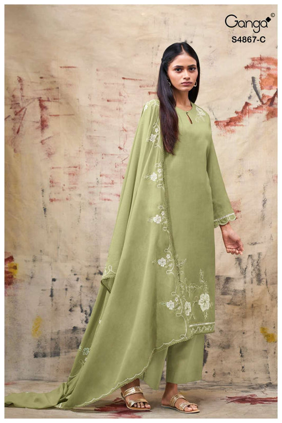 Ganga Fashion Charika 4867 Premium Bemberg Mul Dress Material - Amrah Wholesale