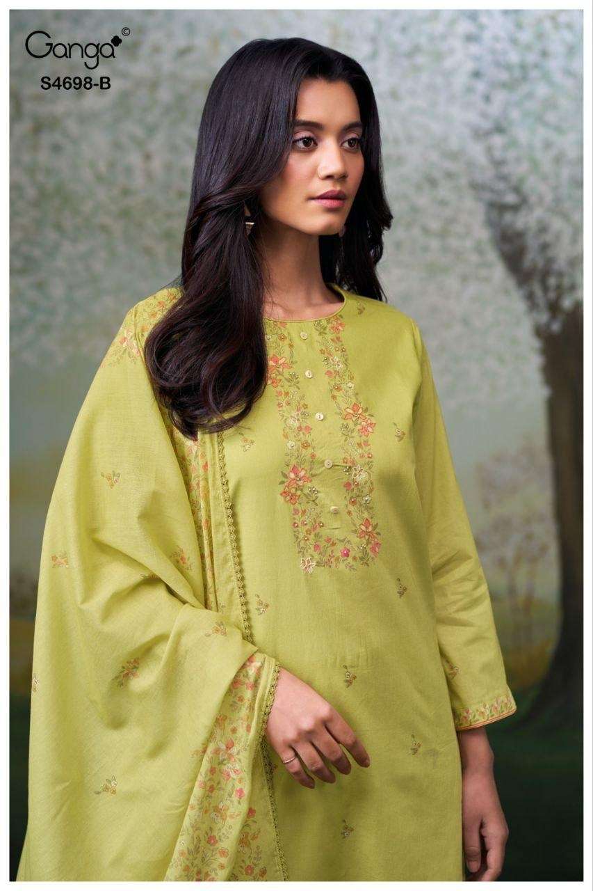 Ganga Fashion Charisha 4698 Premium Cotton Dress Material - Amrah Wholesale