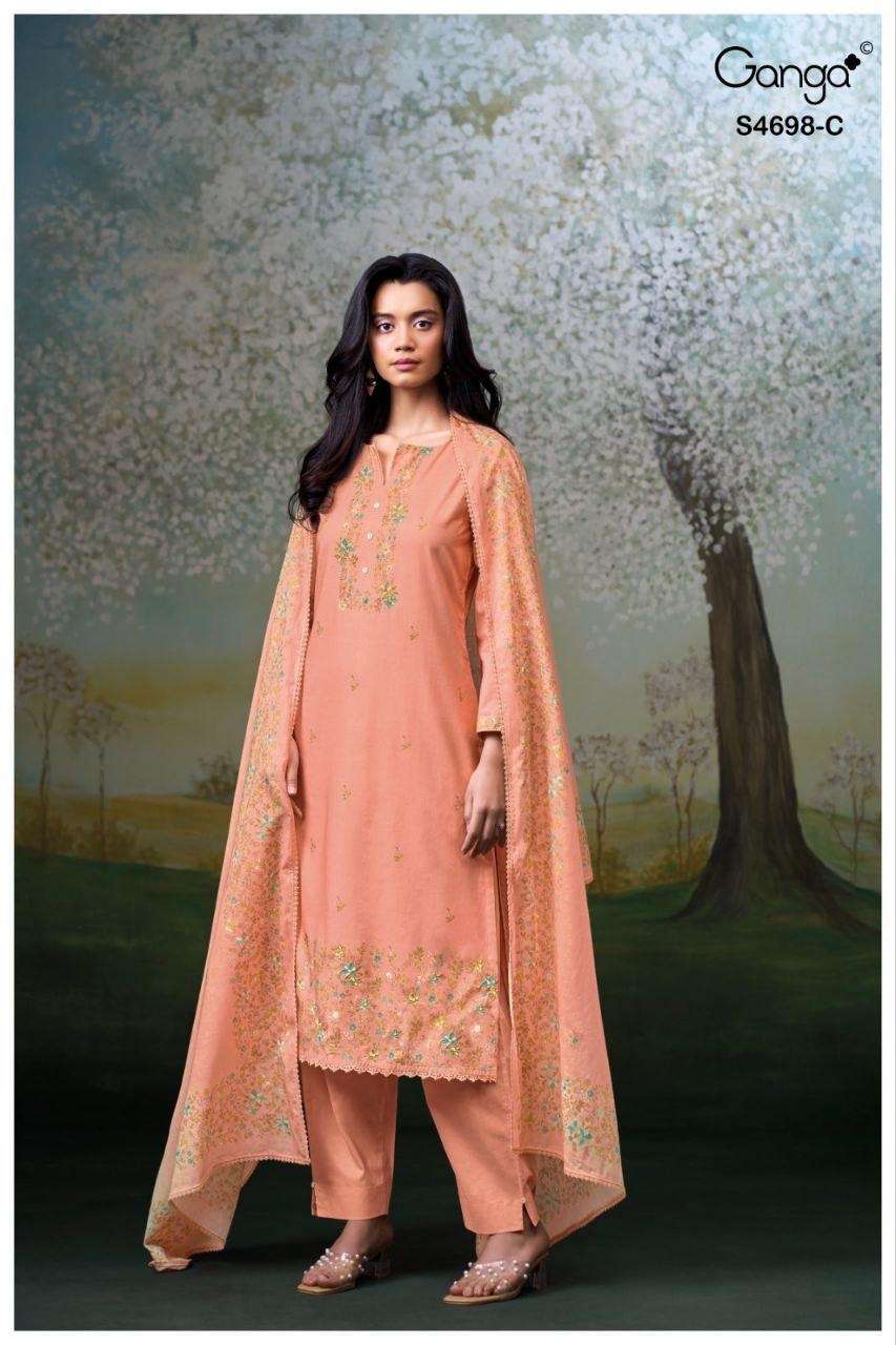 Ganga Fashion Charisha 4698 Premium Cotton Dress Material - Amrah Wholesale