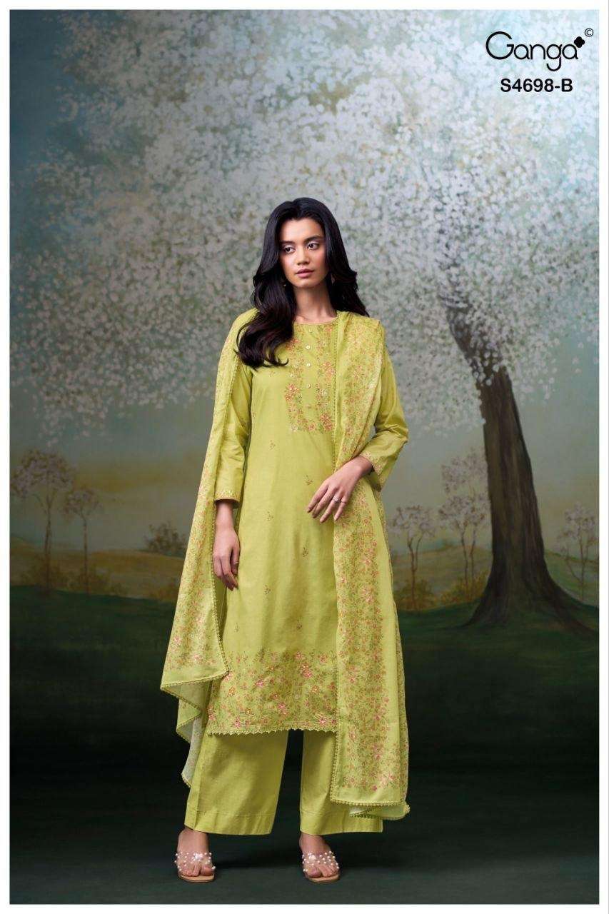 Ganga Fashion Charisha 4698 Premium Cotton Dress Material - Amrah Wholesale