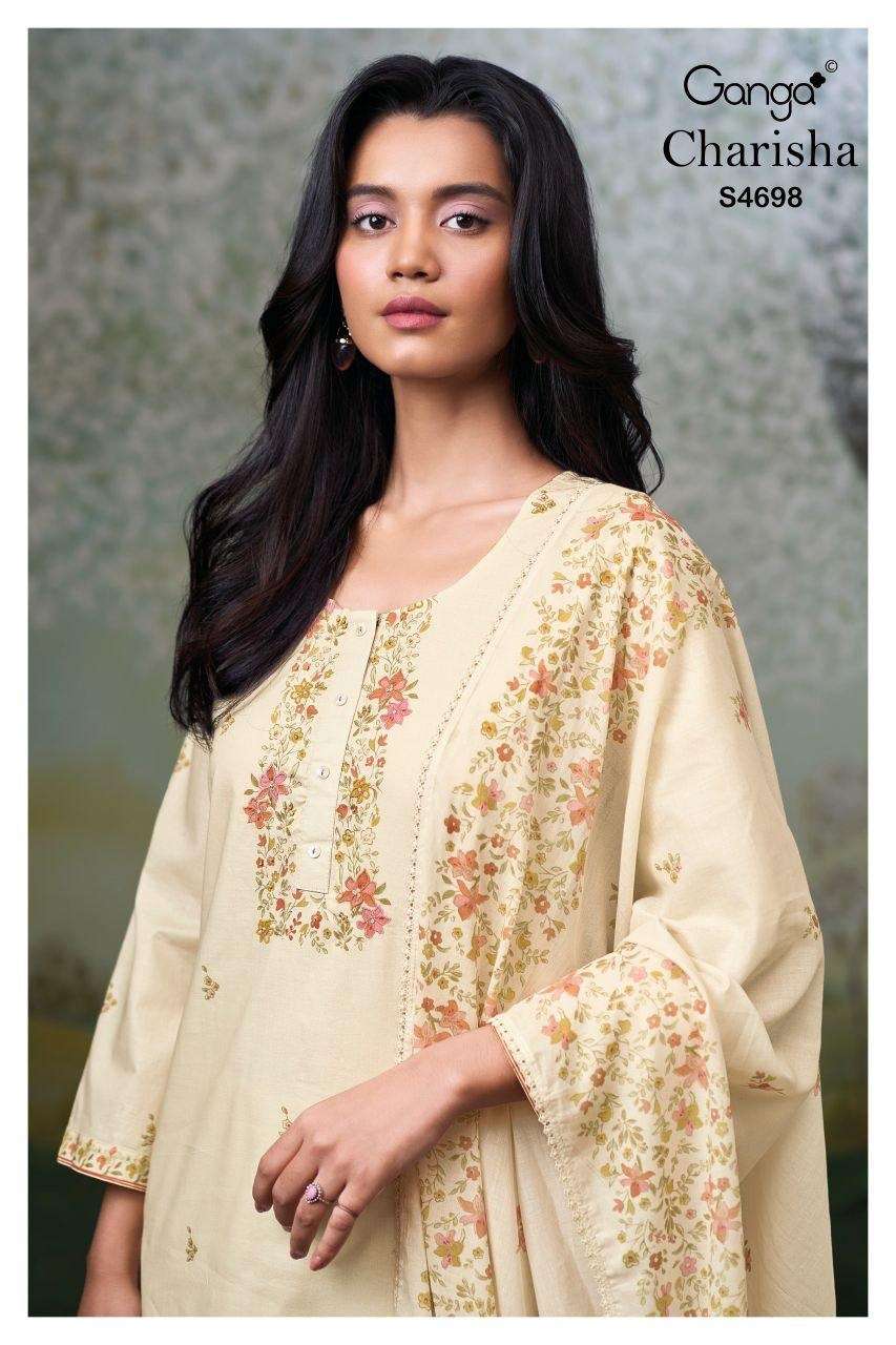 Ganga Fashion Charisha 4698 Premium Cotton Dress Material - Amrah Wholesale