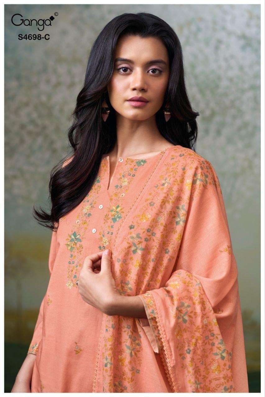 Ganga Fashion Charisha 4698 Premium Cotton Dress Material - Amrah Wholesale